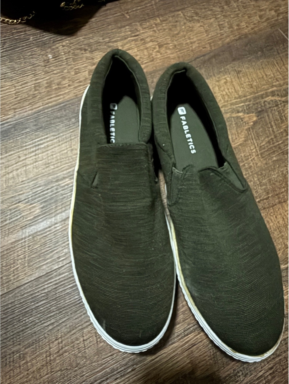 Fabletics Olive Green Slip-On Sneakers with White Platform Sole, Size Unlabeled